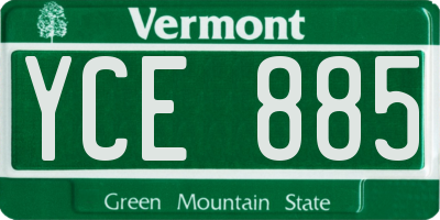 VT license plate YCE885