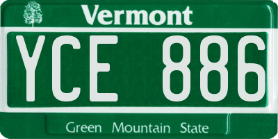 VT license plate YCE886