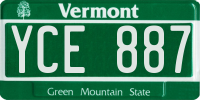 VT license plate YCE887