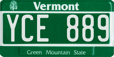VT license plate YCE889