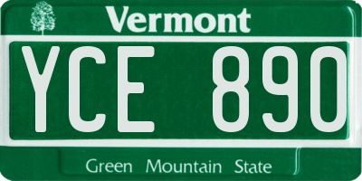 VT license plate YCE890