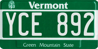 VT license plate YCE892