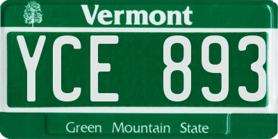 VT license plate YCE893