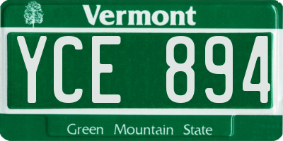 VT license plate YCE894