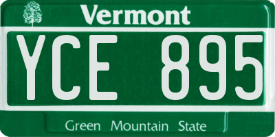 VT license plate YCE895