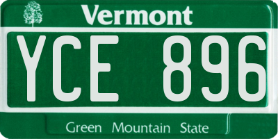 VT license plate YCE896