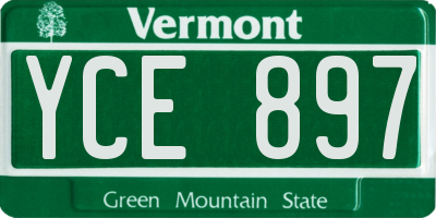 VT license plate YCE897