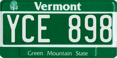 VT license plate YCE898
