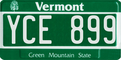 VT license plate YCE899