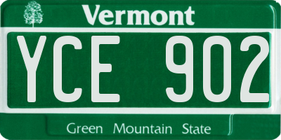 VT license plate YCE902