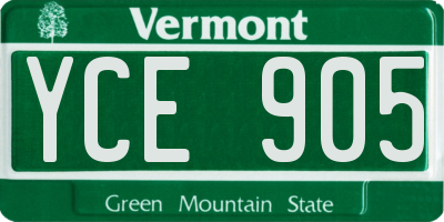 VT license plate YCE905