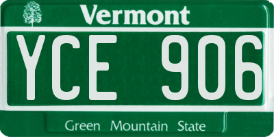VT license plate YCE906