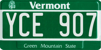 VT license plate YCE907