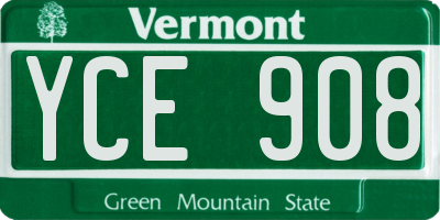 VT license plate YCE908