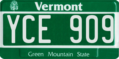 VT license plate YCE909