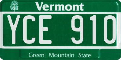 VT license plate YCE910