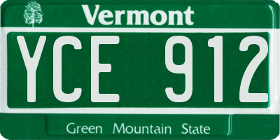 VT license plate YCE912