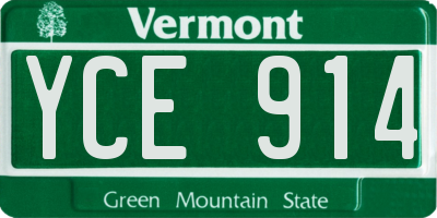 VT license plate YCE914