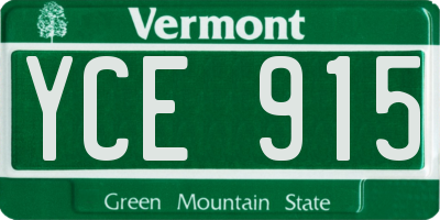 VT license plate YCE915