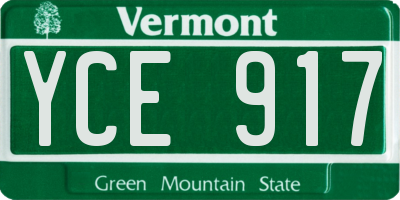 VT license plate YCE917