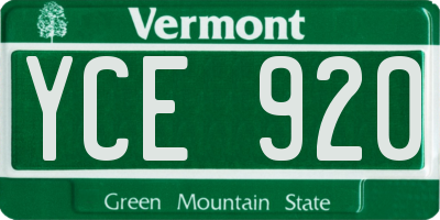 VT license plate YCE920