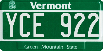 VT license plate YCE922