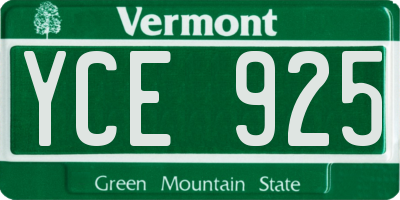 VT license plate YCE925