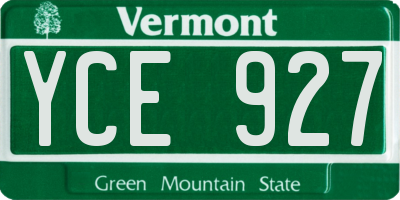 VT license plate YCE927
