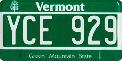 VT license plate YCE929
