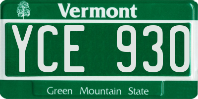 VT license plate YCE930
