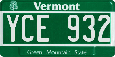 VT license plate YCE932