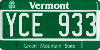 VT license plate YCE933