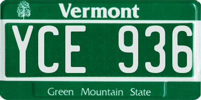 VT license plate YCE936