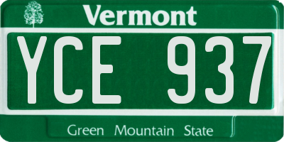 VT license plate YCE937