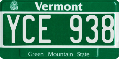 VT license plate YCE938