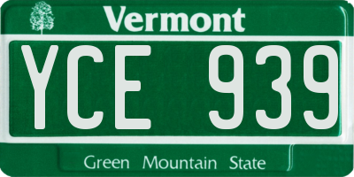 VT license plate YCE939