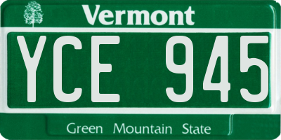 VT license plate YCE945