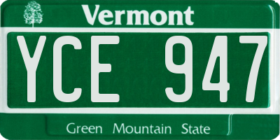 VT license plate YCE947