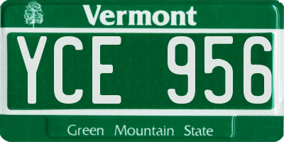 VT license plate YCE956