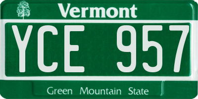 VT license plate YCE957