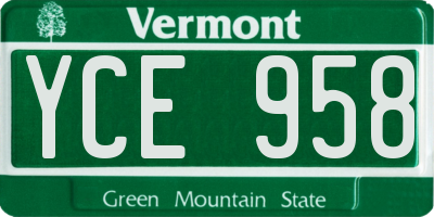 VT license plate YCE958