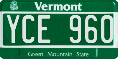 VT license plate YCE960