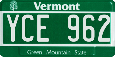 VT license plate YCE962