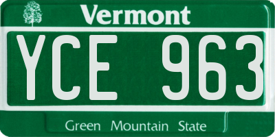 VT license plate YCE963