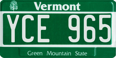 VT license plate YCE965
