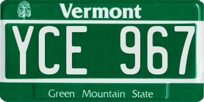 VT license plate YCE967