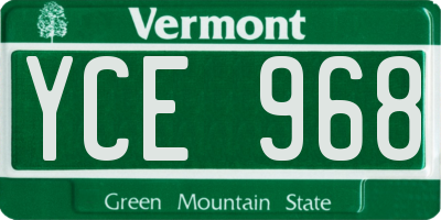 VT license plate YCE968