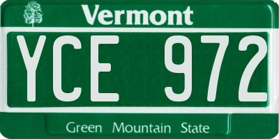 VT license plate YCE972