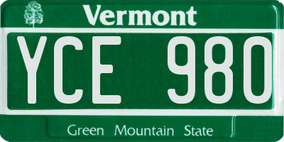 VT license plate YCE980