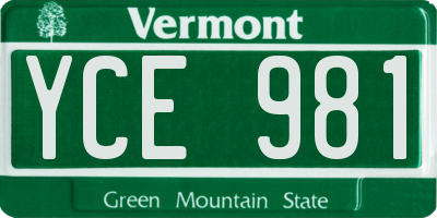 VT license plate YCE981